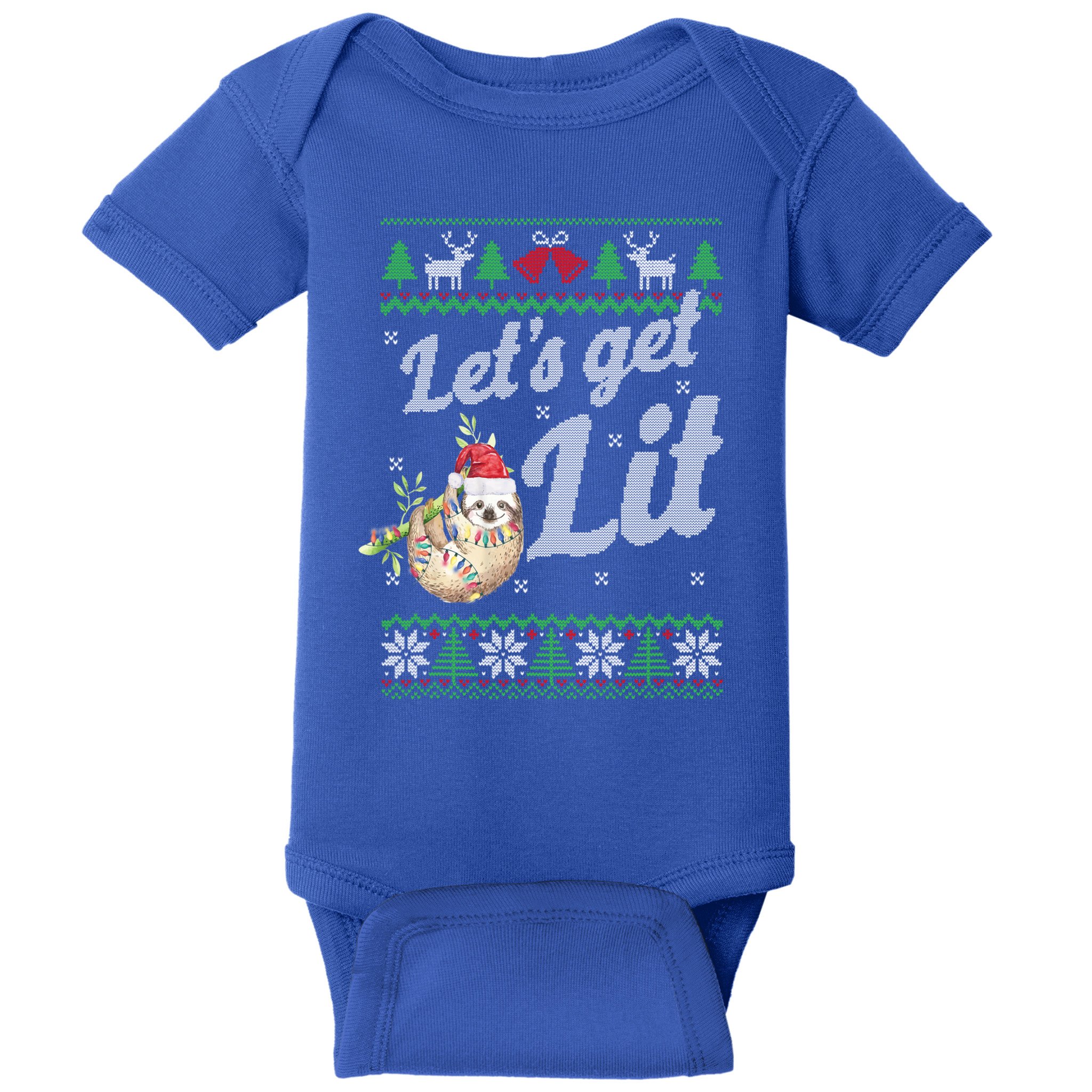 Let's Get Lit Funny Sloth Christmas Funny Sloth Lovers Meaningful Gift Baby Bodysuit