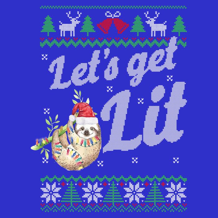 Let's Get Lit Funny Sloth Christmas Funny Sloth Lovers Meaningful Gift Stripe Pom Pom Beanie