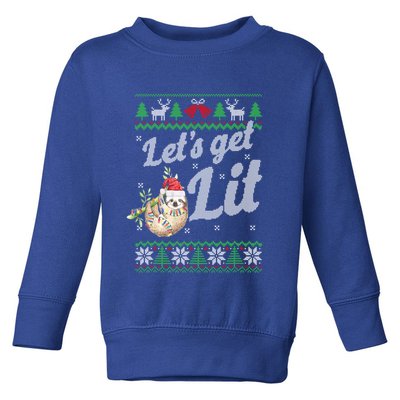 Let's Get Lit Funny Sloth Christmas Funny Sloth Lovers Meaningful Gift Toddler Sweatshirt