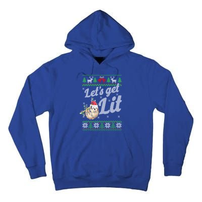Let's Get Lit Funny Sloth Christmas Funny Sloth Lovers Meaningful Gift Tall Hoodie