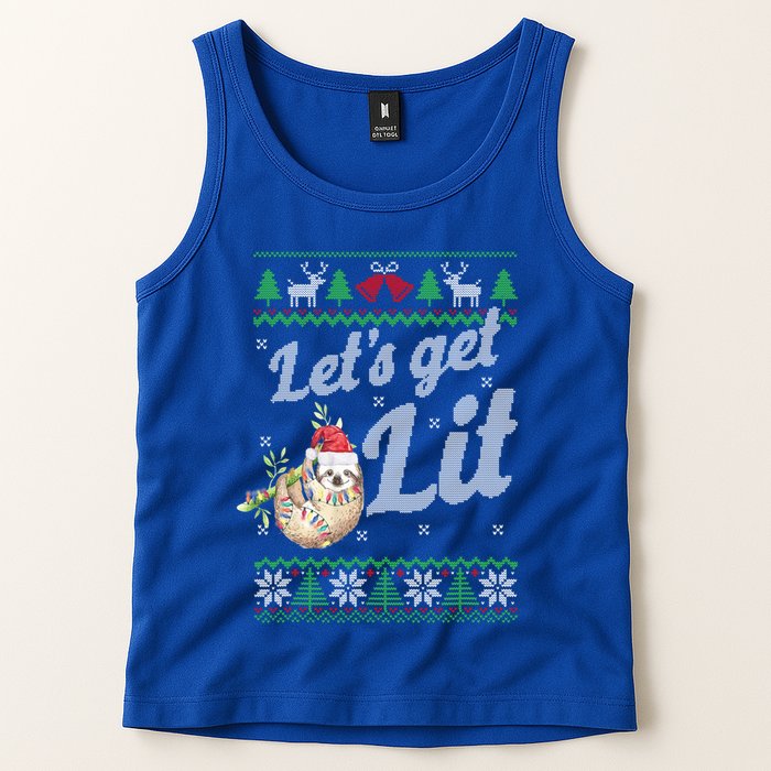Let's Get Lit Funny Sloth Christmas Funny Sloth Lovers Meaningful Gift Tank Top