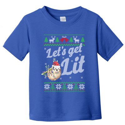 Let's Get Lit Funny Sloth Christmas Funny Sloth Lovers Meaningful Gift Toddler T-Shirt