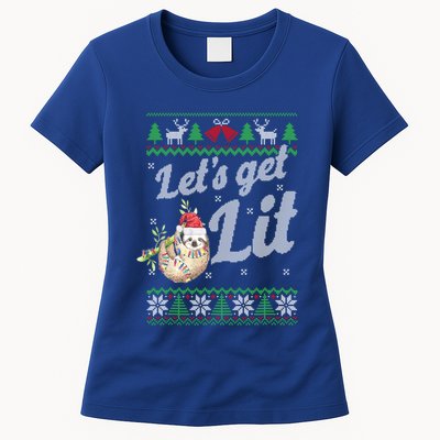 Let's Get Lit Funny Sloth Christmas Funny Sloth Lovers Meaningful Gift Womens T-Shirt