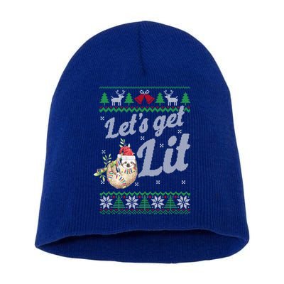 Let's Get Lit Funny Sloth Christmas Funny Sloth Lovers Meaningful Gift Short Acrylic Beanie