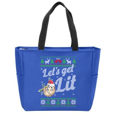 Let's Get Lit Funny Sloth Christmas Funny Sloth Lovers Meaningful Gift Zip Tote Bag
