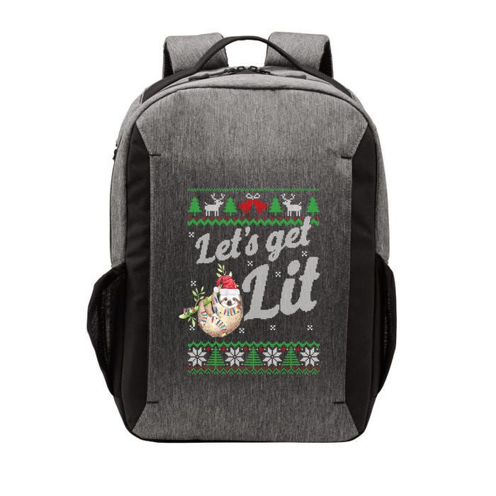 Let's Get Lit Funny Sloth Christmas Funny Sloth Lovers Meaningful Gift Vector Backpack