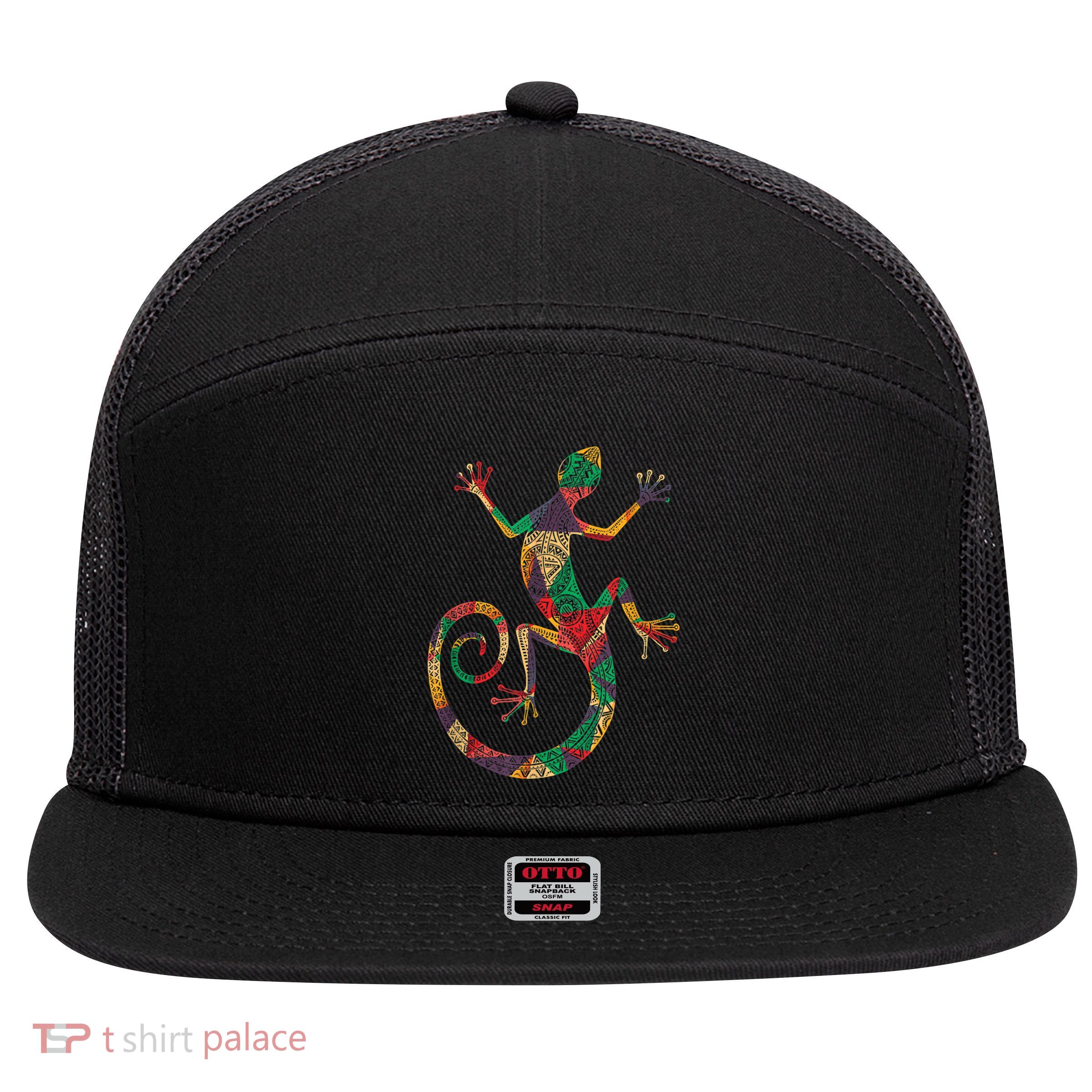 Lizard Gecko 7 Panel Mesh Trucker Snapback Hat
