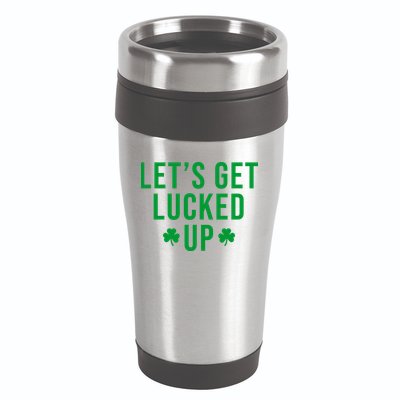 Lets Get Lucked Up St Patricks Day Funny 16oz Travel Tumbler