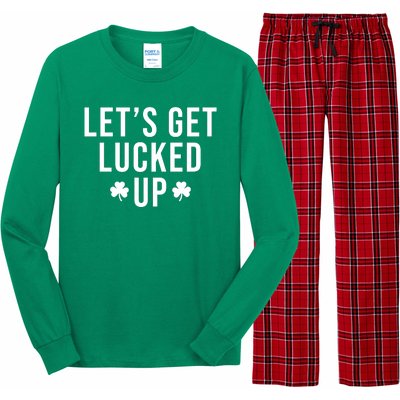 Lets Get Lucked Up St Patricks Day Funny Long Sleeve Pajama Set