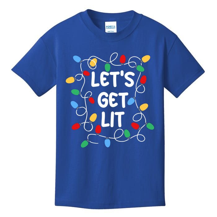 Let's Get Lit Christmas Lights Xmas Pajama Holiday Boy Girl Gift Kids T-Shirt