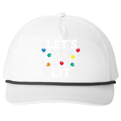 Lets Get Lit Drinking Santa Hat Christmas Lights Funny Snapback Five-Panel Rope Hat