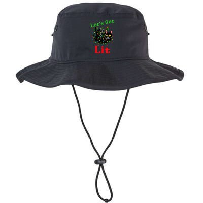 LetS Get Lit Funny Christmas Holiday Cat Bucket Hat