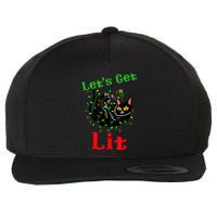 LetS Get Lit Funny Christmas Holiday Cat Wool Snapback Cap
