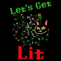 LetS Get Lit Funny Christmas Holiday Cat Wool Snapback Cap