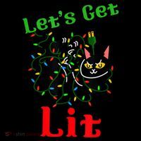 LetS Get Lit Funny Christmas Holiday Cat Zip Tote Bag
