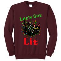 LetS Get Lit Funny Christmas Holiday Cat Tall Sweatshirt