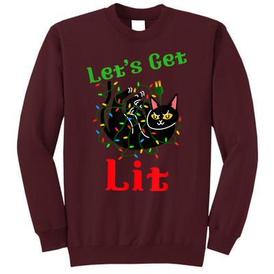 LetS Get Lit Funny Christmas Holiday Cat Tall Sweatshirt