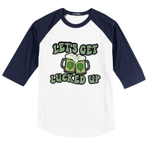 Lets Get Lucked Up Lucky Clovers St Patricks Day Beer Drink Baseball Sleeve Shirt