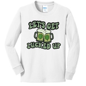 Lets Get Lucked Up Lucky Clovers St Patricks Day Beer Drink Kids Long Sleeve Shirt