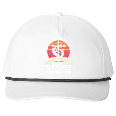 Lineman Gifts Line Worker Image On Back Of Snapback Five-Panel Rope Hat