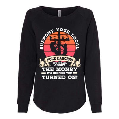 Lineman Gifts Line Worker Image On Back Of Womens California Wash Sweatshirt