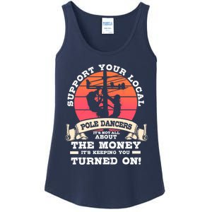 Lineman Gifts Line Worker Image On Back Of Ladies Essential Tank