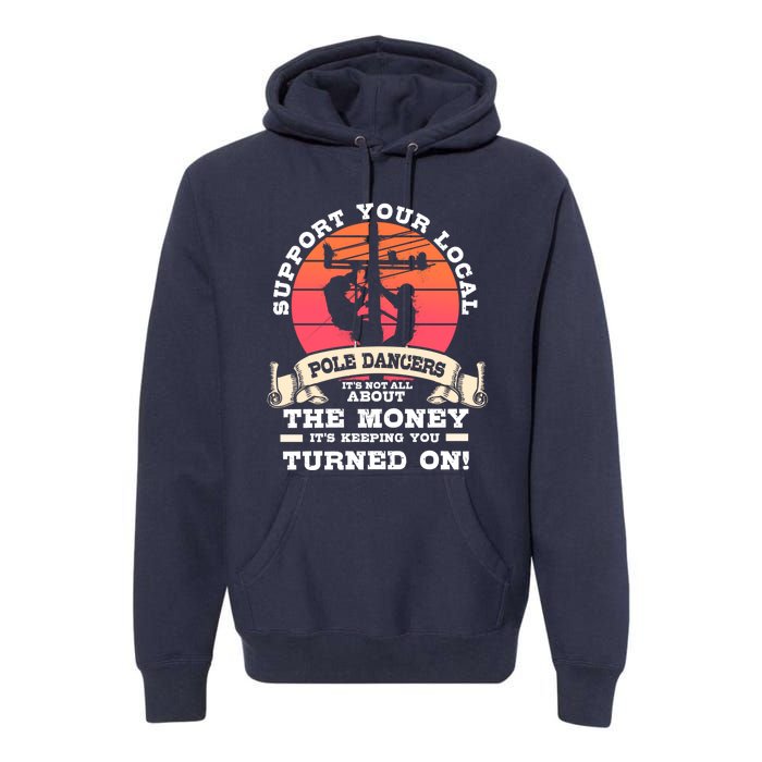 Lineman Gifts Line Worker Image On Back Of Premium Hoodie