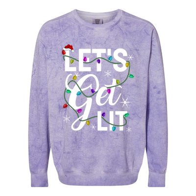 LetS Get Lit Funny Christmas Lighting Xmas Gift Colorblast Crewneck Sweatshirt