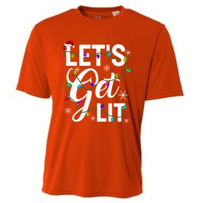 LetS Get Lit Funny Christmas Lighting Xmas Gift Cooling Performance Crew T-Shirt