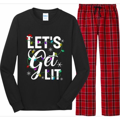 LetS Get Lit Funny Christmas Lighting Xmas Gift Long Sleeve Pajama Set