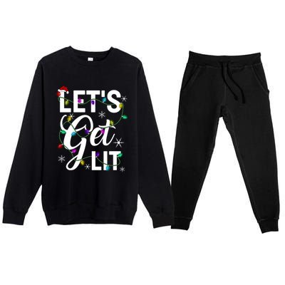 LetS Get Lit Funny Christmas Lighting Xmas Gift Premium Crewneck Sweatsuit Set