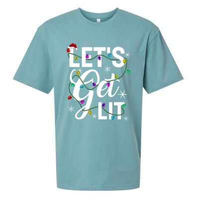 LetS Get Lit Funny Christmas Lighting Xmas Gift Sueded Cloud Jersey T-Shirt