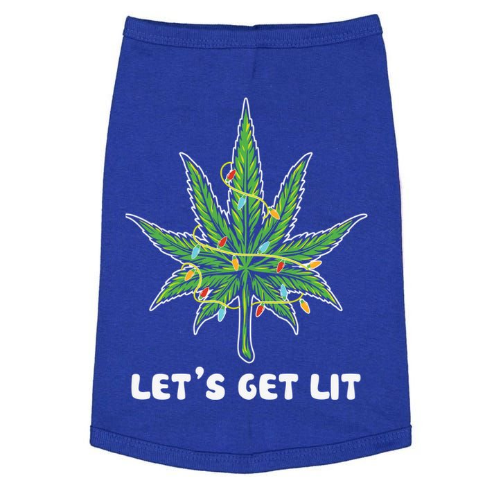 Let's Get Lit Christmas Cool Gift Funny Marijuana Leaf Weed Xmas Gift Doggie Tank