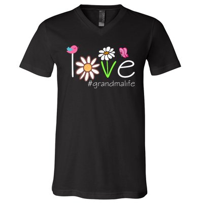 Love Grandma Life Cute Matching Family V-Neck T-Shirt