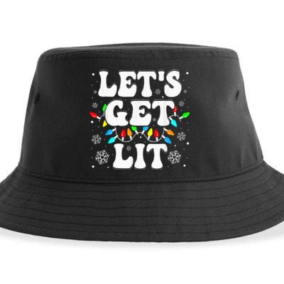 LetS Get Lit Funny Christmas Lights Xmas Pajamas Holiday Sustainable Bucket Hat