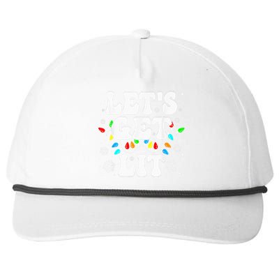 LetS Get Lit Funny Christmas Lights Xmas Pajamas Holiday Snapback Five-Panel Rope Hat