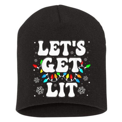 LetS Get Lit Funny Christmas Lights Xmas Pajamas Holiday Short Acrylic Beanie