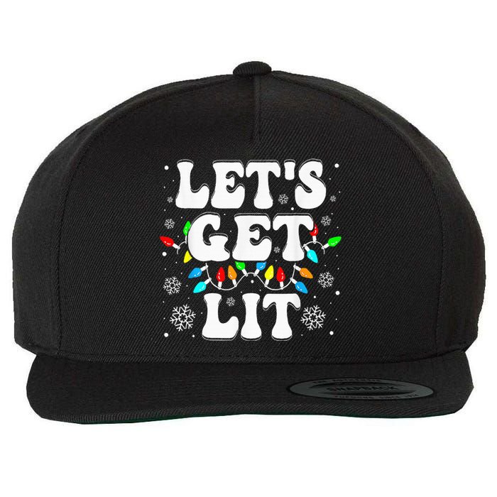 LetS Get Lit Funny Christmas Lights Xmas Pajamas Holiday Wool Snapback Cap