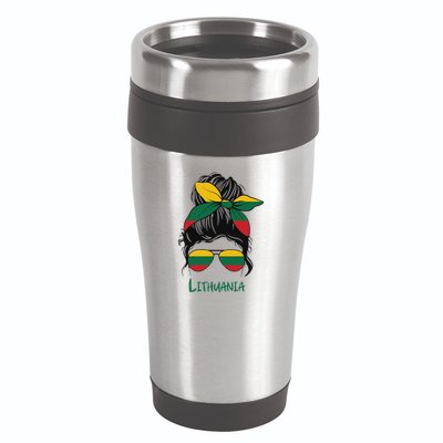 Lithuania Girl Lithuanian Girl Lietuvis Woman Flag 16oz Travel Tumbler