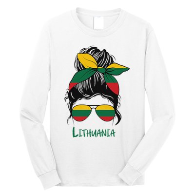 Lithuania Girl Lithuanian Girl Lietuvis Woman Flag Long Sleeve Shirt