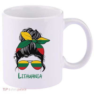 Lithuania Girl Lithuanian Girl Lietuvis Woman Flag 11oz C Handle Ceramic Mug