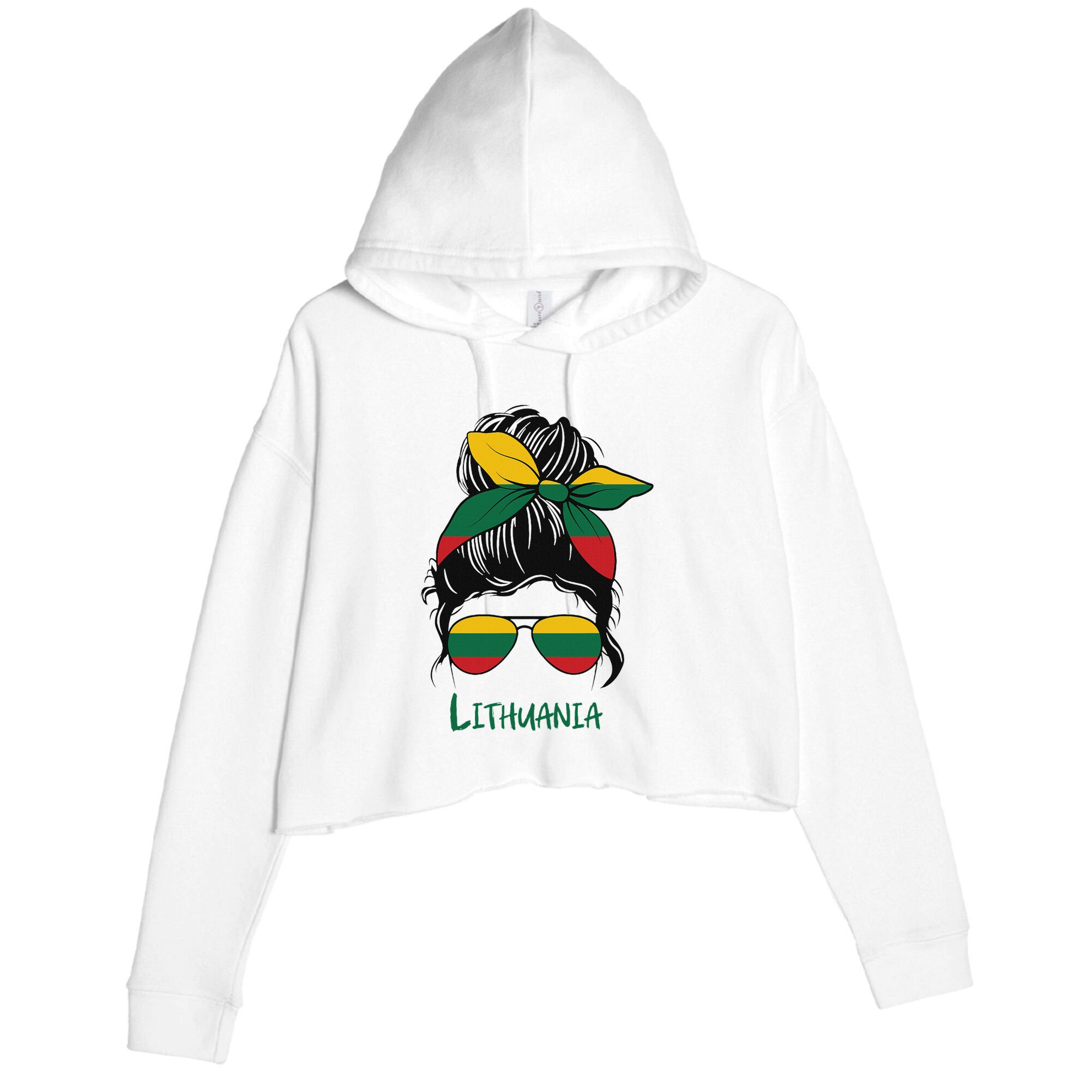 Lithuania Girl Lithuanian Girl Lietuvis Woman Flag Crop Fleece Hoodie
