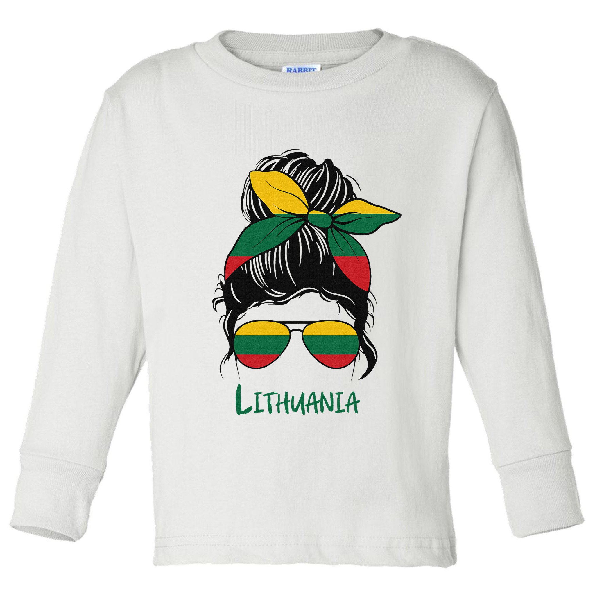 Lithuania Girl Lithuanian Girl Lietuvis Woman Flag Toddler Long Sleeve Shirt