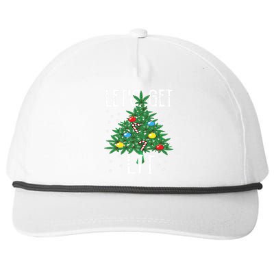 Lets Get Lit Marijuana Leaf Christmas Tree Cannabis Weed Snapback Five-Panel Rope Hat