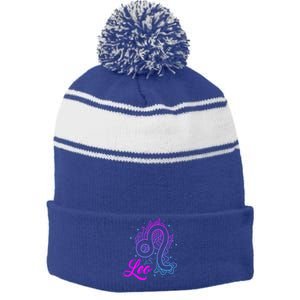 Leo Gift Stripe Pom Pom Beanie