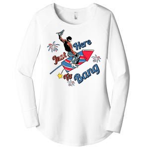 Lets Get Lit Fireworks 4th Of July Tee Just Here To Bang Women's Perfect Tri Tunic Long Sleeve Shirt