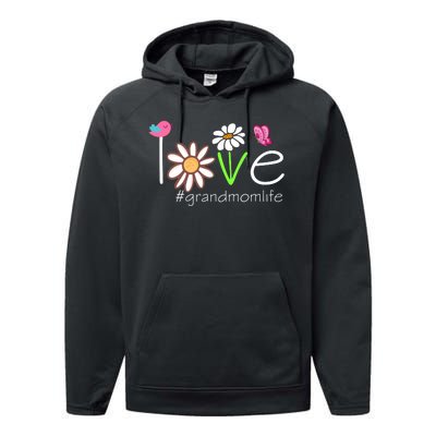 Love Grandmom Life Cute Matching Family Performance Fleece Hoodie