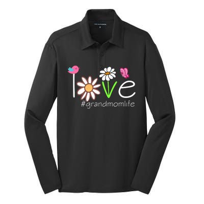 Love Grandmom Life Cute Matching Family Silk Touch Performance Long Sleeve Polo