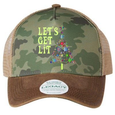 Let's Get Ligift Christmas Tree Lights Xmas Pajama Cute Gift Legacy Tie Dye Trucker Hat