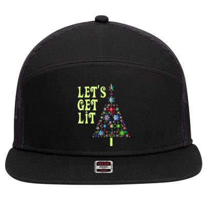 Let's Get Ligift Christmas Tree Lights Xmas Pajama Cute Gift 7 Panel Mesh Trucker Snapback Hat